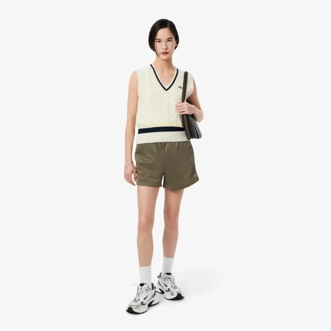 Women’s Satin Jersey Pointelle Stripe Shorts