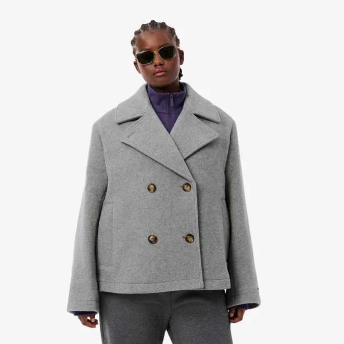 Women’s Short Oversized Wool Blend Pea Coat