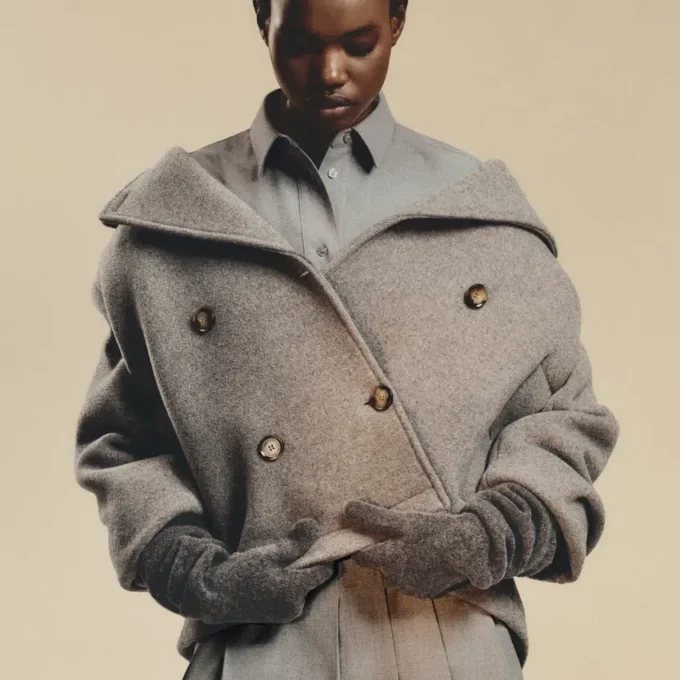 Women’s Short Oversized Wool Blend Pea Coat