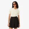 Women’s Short Sleeve Merino Wool Rib Knit Sweater