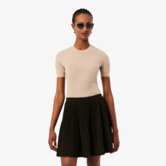 Women’s Short Sleeve Merino Wool Rib Knit Sweater