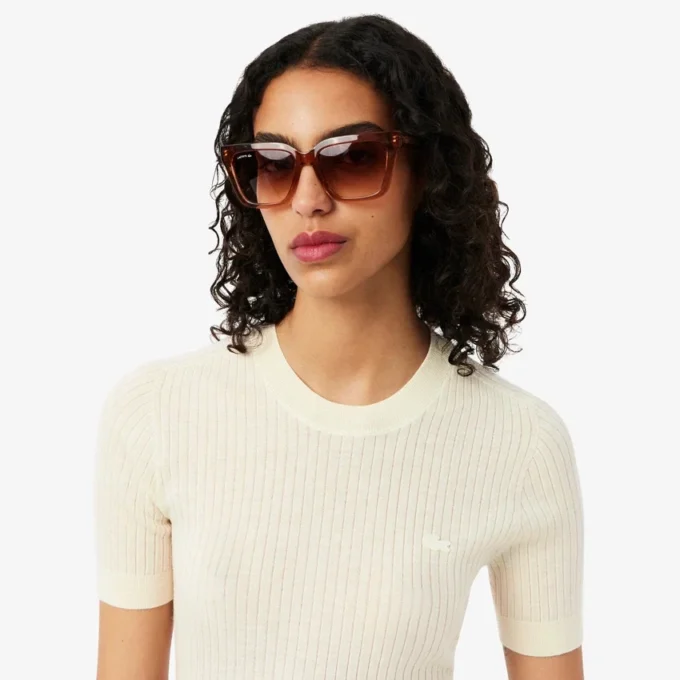 Women’s Short Sleeve Merino Wool Rib Knit Sweater