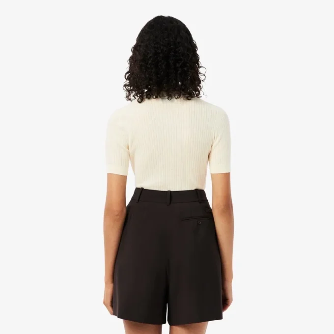 Women’s Short Sleeve Merino Wool Rib Knit Sweater