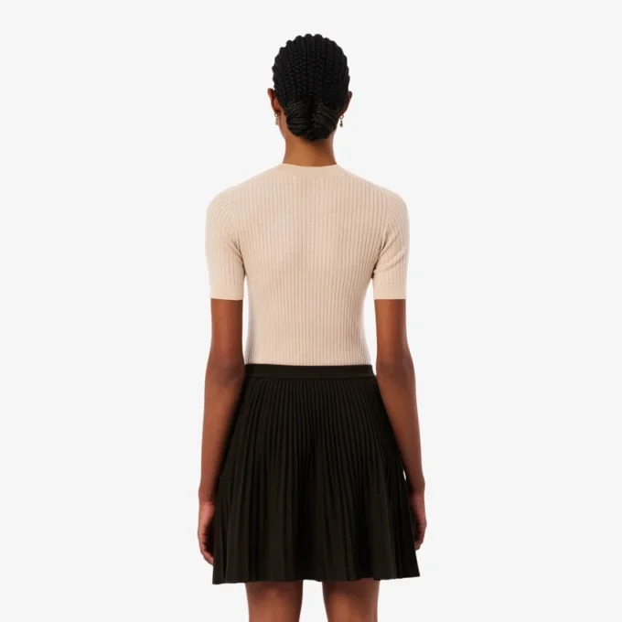 Women’s Short Sleeve Merino Wool Rib Knit Sweater