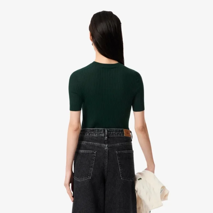 Women’s Short Sleeve Merino Wool Rib Knit Sweater
