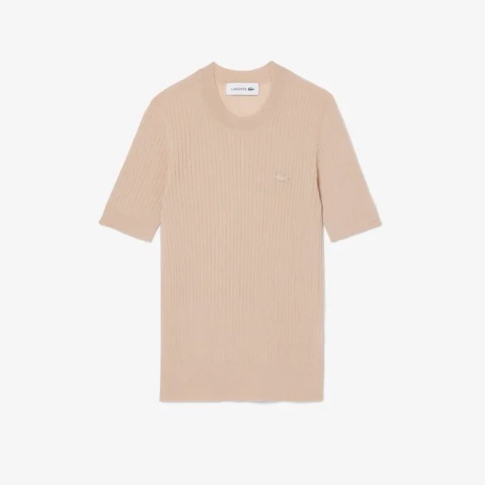 Women’s Short Sleeve Merino Wool Rib Knit Sweater