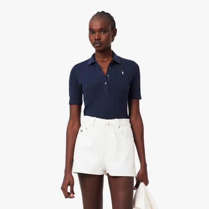 Women’s Slim Fit Pointelle Branded L.12.D Polo