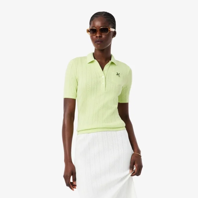 Women’s Slim Fit Pointelle Branded L.12.D Polo