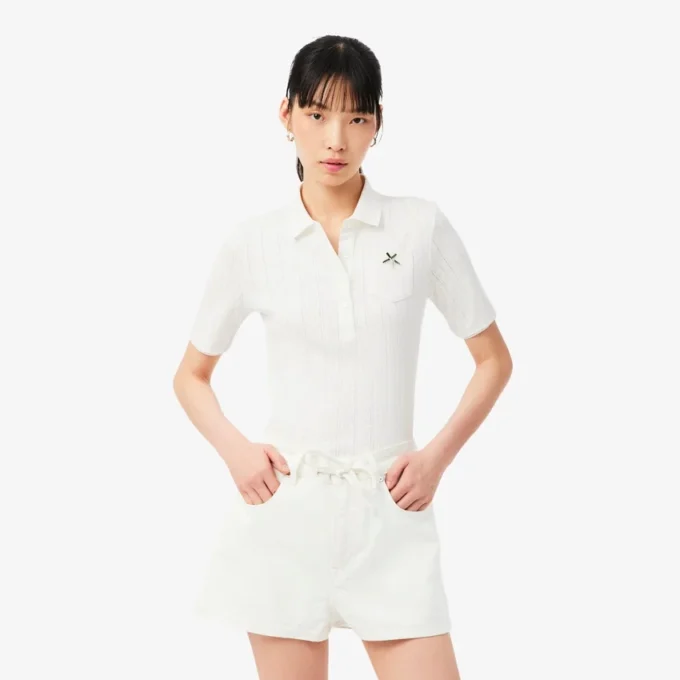 Women’s Slim Fit Pointelle Branded L.12.D Polo