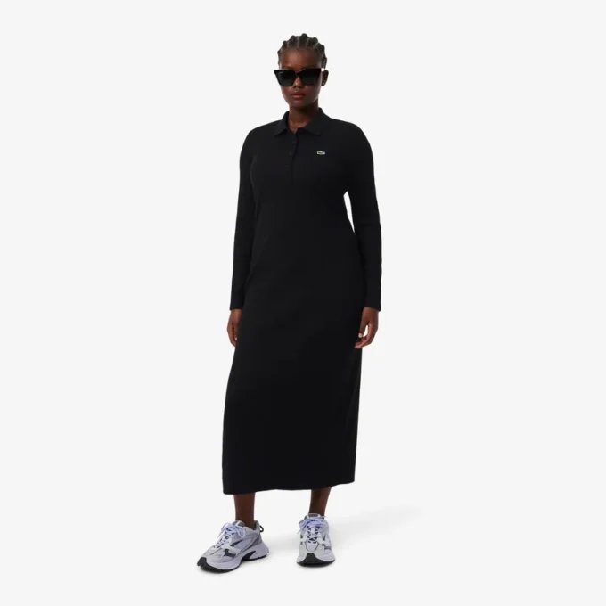 Women’s Slim Fit Ribbed Cotton Polo Collar Dress