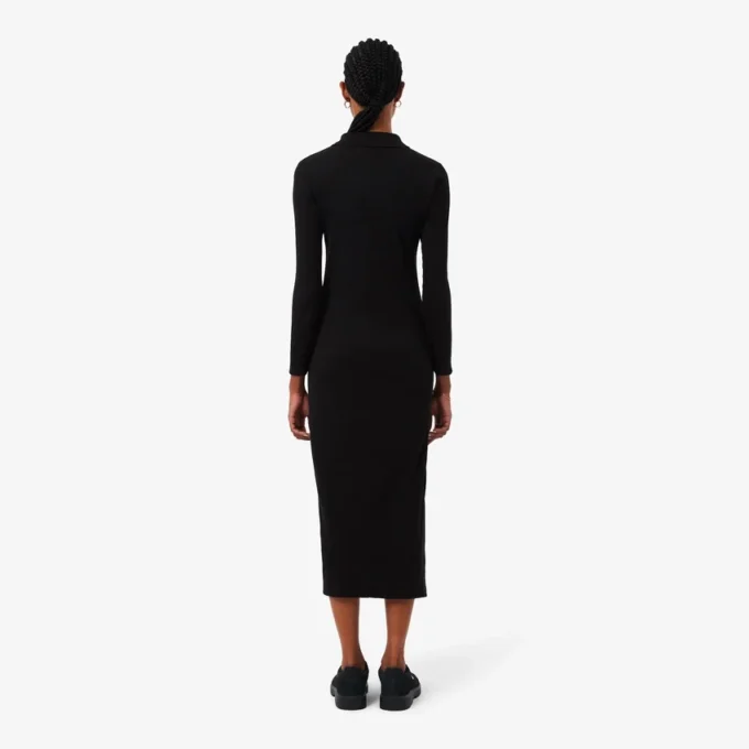Women’s Slim Fit Ribbed Cotton Polo Collar Dress