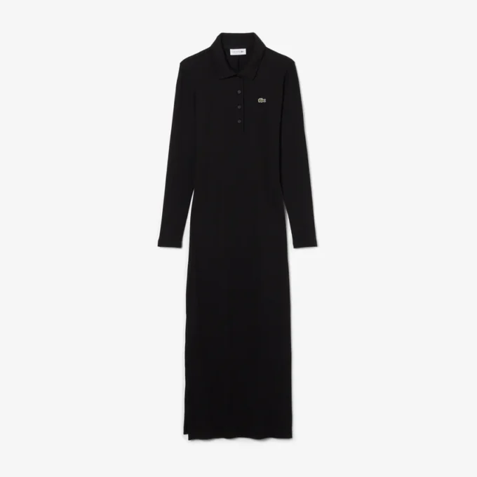 Women’s Slim Fit Ribbed Cotton Polo Collar Dress