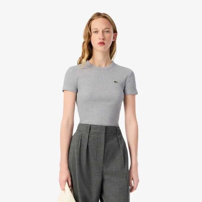 Women’s Slim Fit Ribbed Cotton T-Shirt