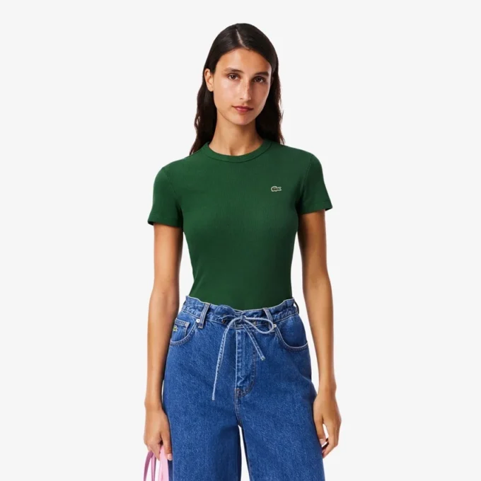 Women’s Slim Fit Ribbed Cotton T-Shirt
