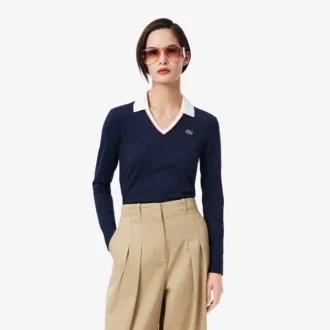 Women’s Slim Fit Trim Detail Long Sleeve Polo