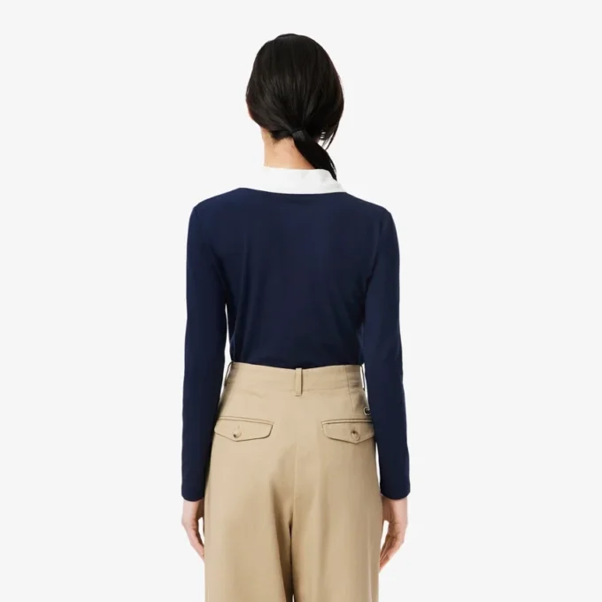 Women’s Slim Fit Trim Detail Long Sleeve Polo