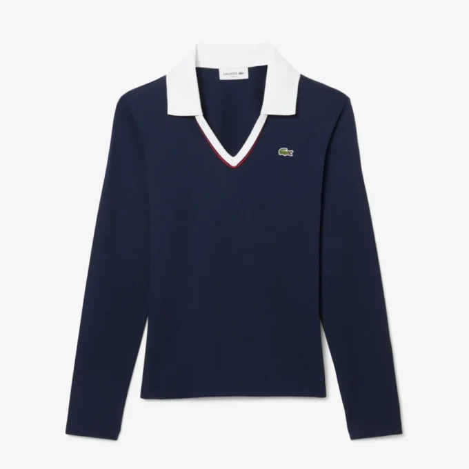 Women’s Slim Fit Trim Detail Long Sleeve Polo
