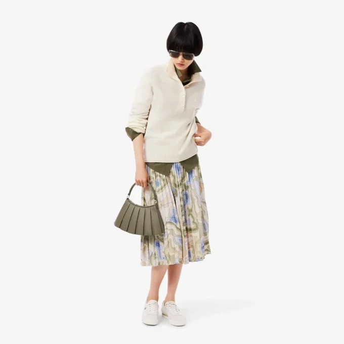 Women’s Topography Print Pleated Skirt