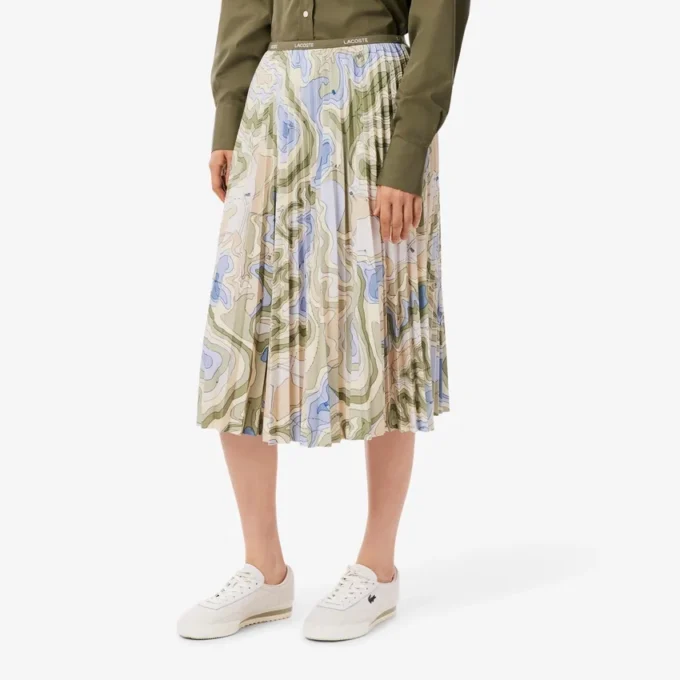 Women’s Topography Print Pleated Skirt