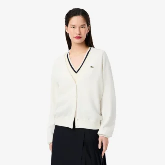Women’s V-Neck Moss Stitch Cotton Cardigan