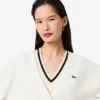 Women’s V-Neck Moss Stitch Cotton Cardigan