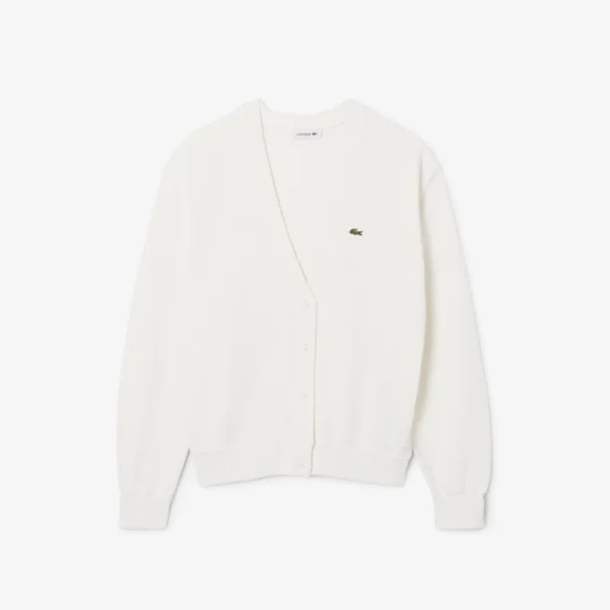 Women’s V-Neck Moss Stitch Cotton Cardigan