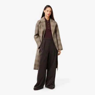 Women’s Water-Repellent Plaid Wrap Coat