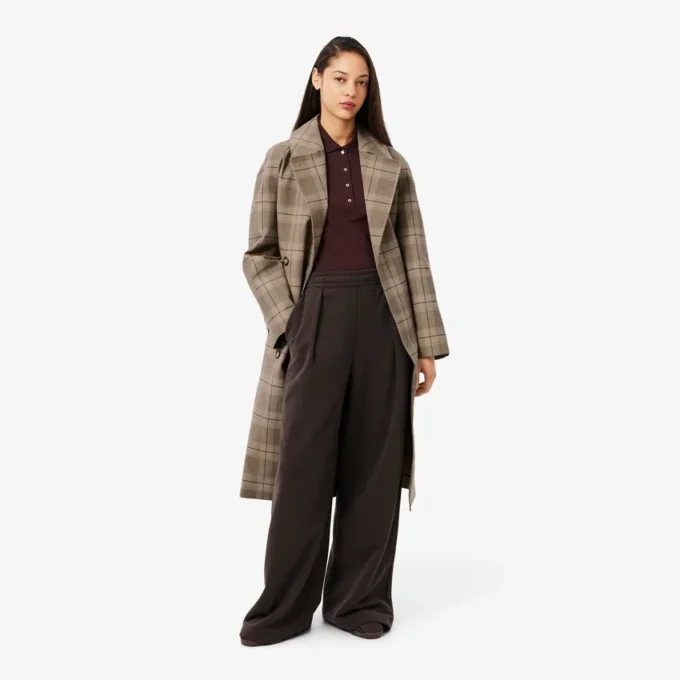 Women’s Water-Repellent Plaid Wrap Coat
