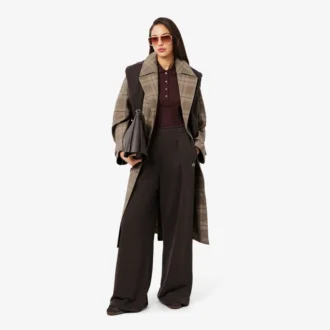Women’s Water-Repellent Plaid Wrap Coat