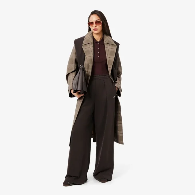 Women’s Water-Repellent Plaid Wrap Coat