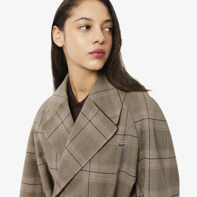 Women’s Water-Repellent Plaid Wrap Coat