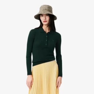 Women’s Wool Jersey Polo Collar Sweater