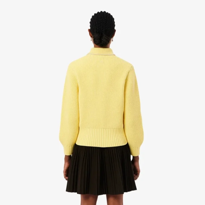 Zipped Cotton Badge Accent Sweater