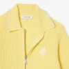 Zipped Cotton Badge Accent Sweater