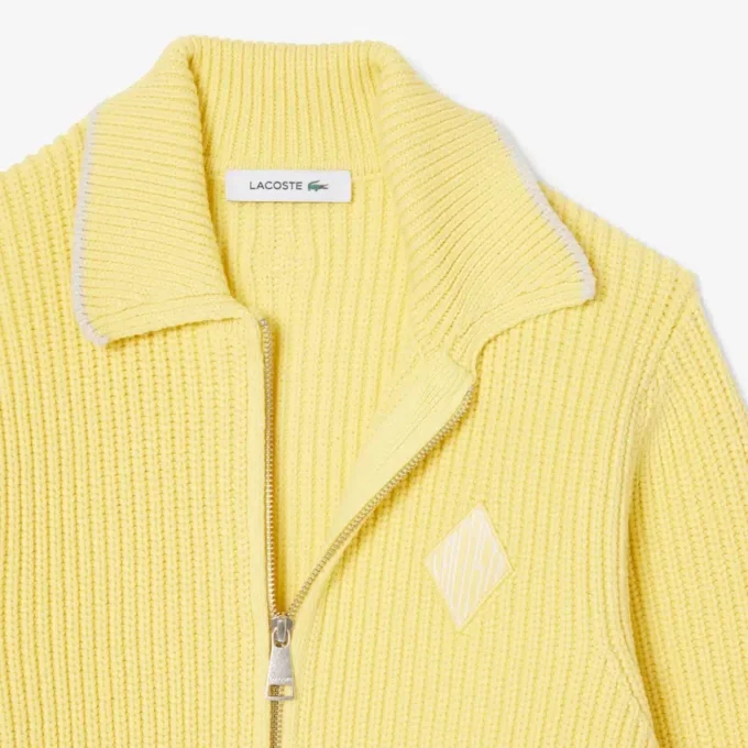 Zipped Cotton Badge Accent Sweater