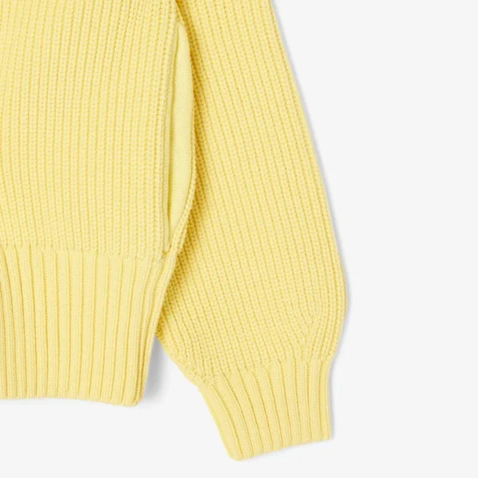 Zipped Cotton Badge Accent Sweater