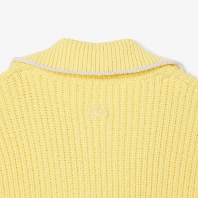 Zipped Cotton Badge Accent Sweater